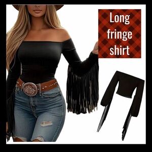Women’s Retro Western Fringe Off-Shoulder Top